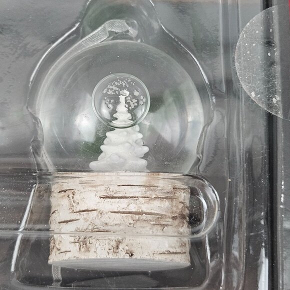 Martha Stewart Glass Dome Ornaments Set of 4 Woodland Birch Base Christmas - Picture 3 of 10